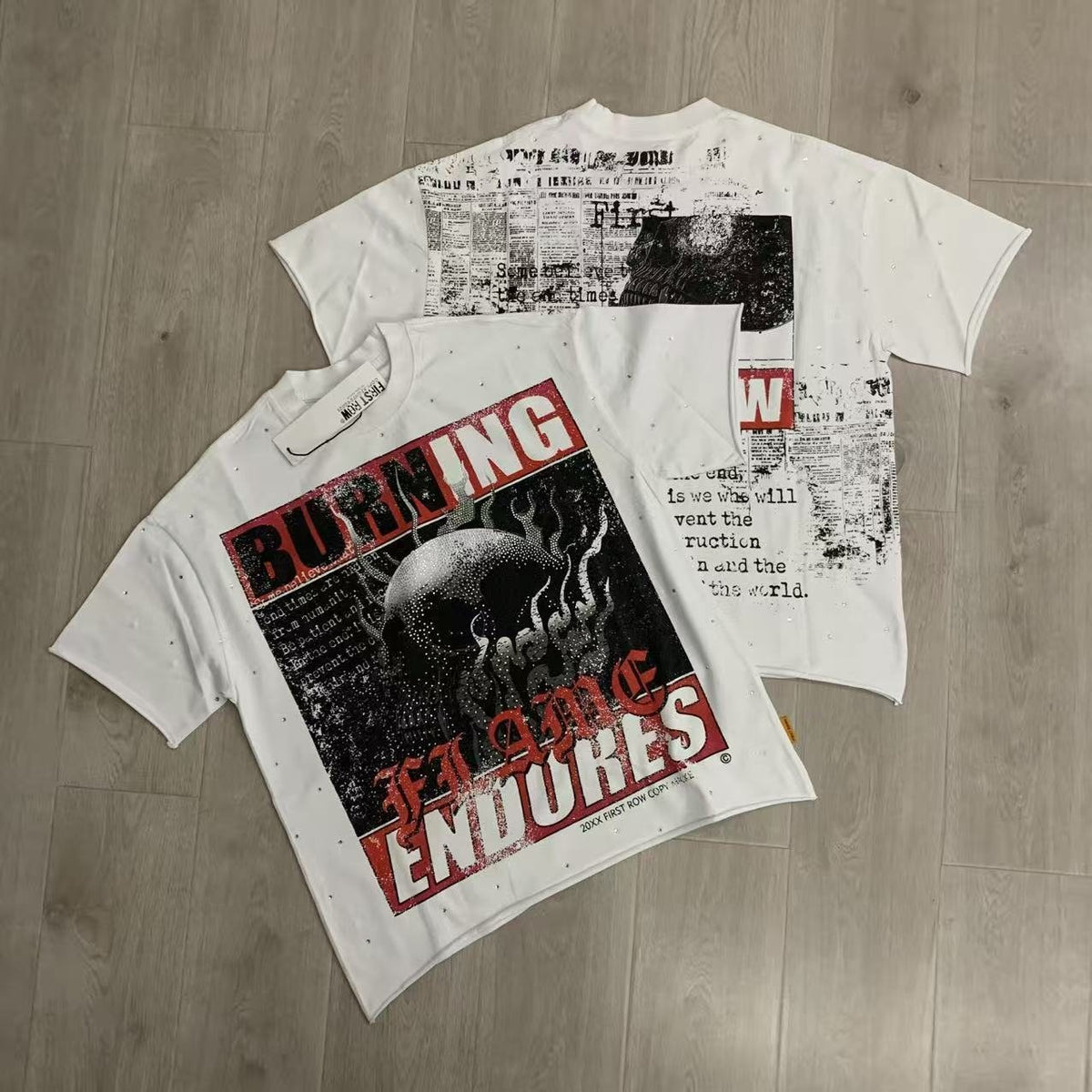FIRST ROW Burning Flames Cropped Graphic T-Shirt ¡ª context