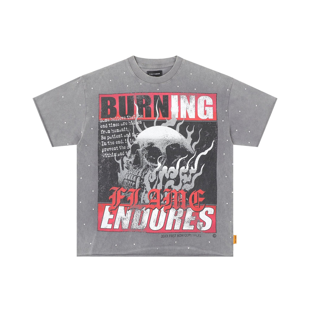 FIRST ROW Burning Flames Cropped Graphic T-Shirt ¡ª hero