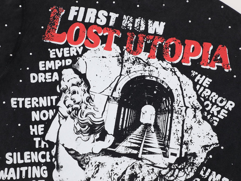 FIRST ROW Lost Utopia Illusion Cropped Graphic T-Shirt ¡ª detail