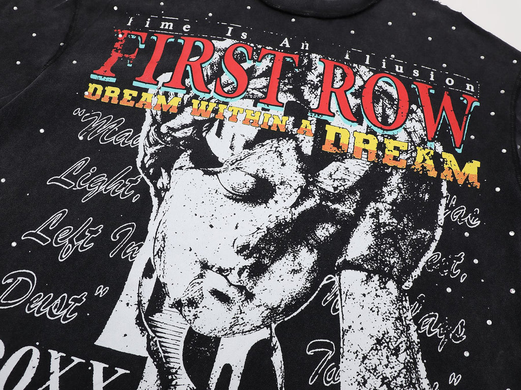 FIRST ROW Lost Utopia Illusion Cropped Graphic T-Shirt ¡ª detail