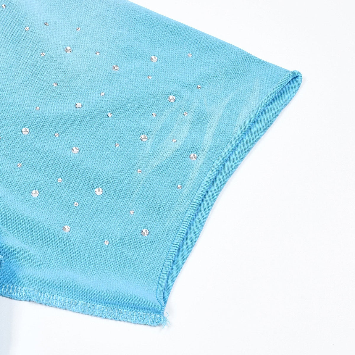 FIRST ROW Sky Blue Rhinestone Front & Back Graphic T-Shirt ¡ª detail