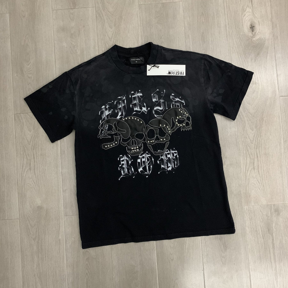 FIRST ROW Wake Up and Be Fierce Skull Appliqu¨¦ T-Shirt ¡ª front