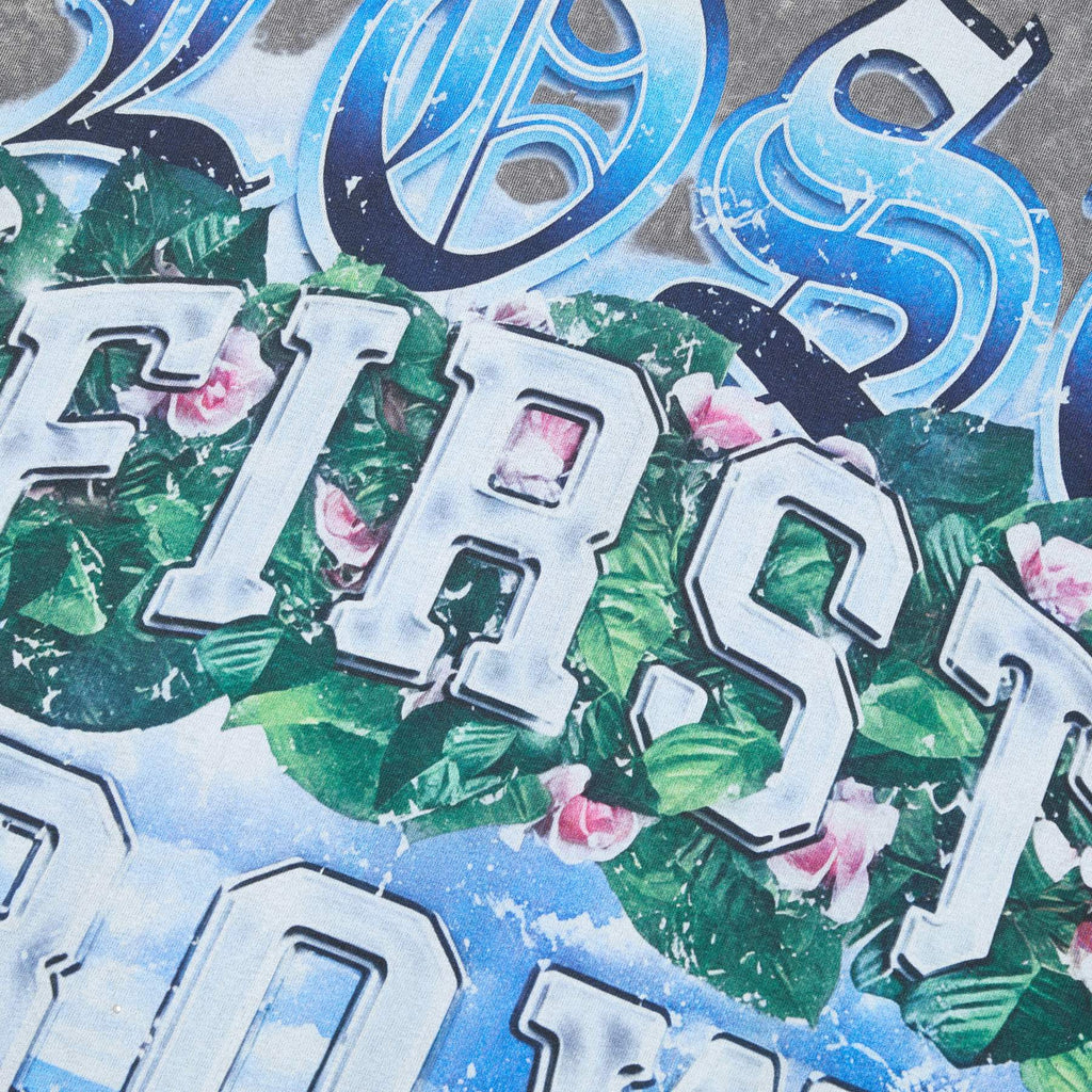 FIRST ROW Washed Grey Front & Back Graphic T-Shirt ¡ª detail