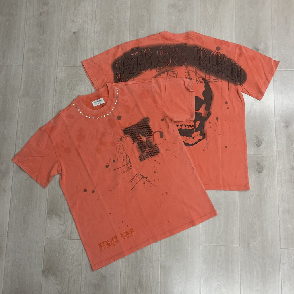 FIRST ROW Skull Rhinestone Graphic T-Shirt ¡ª context