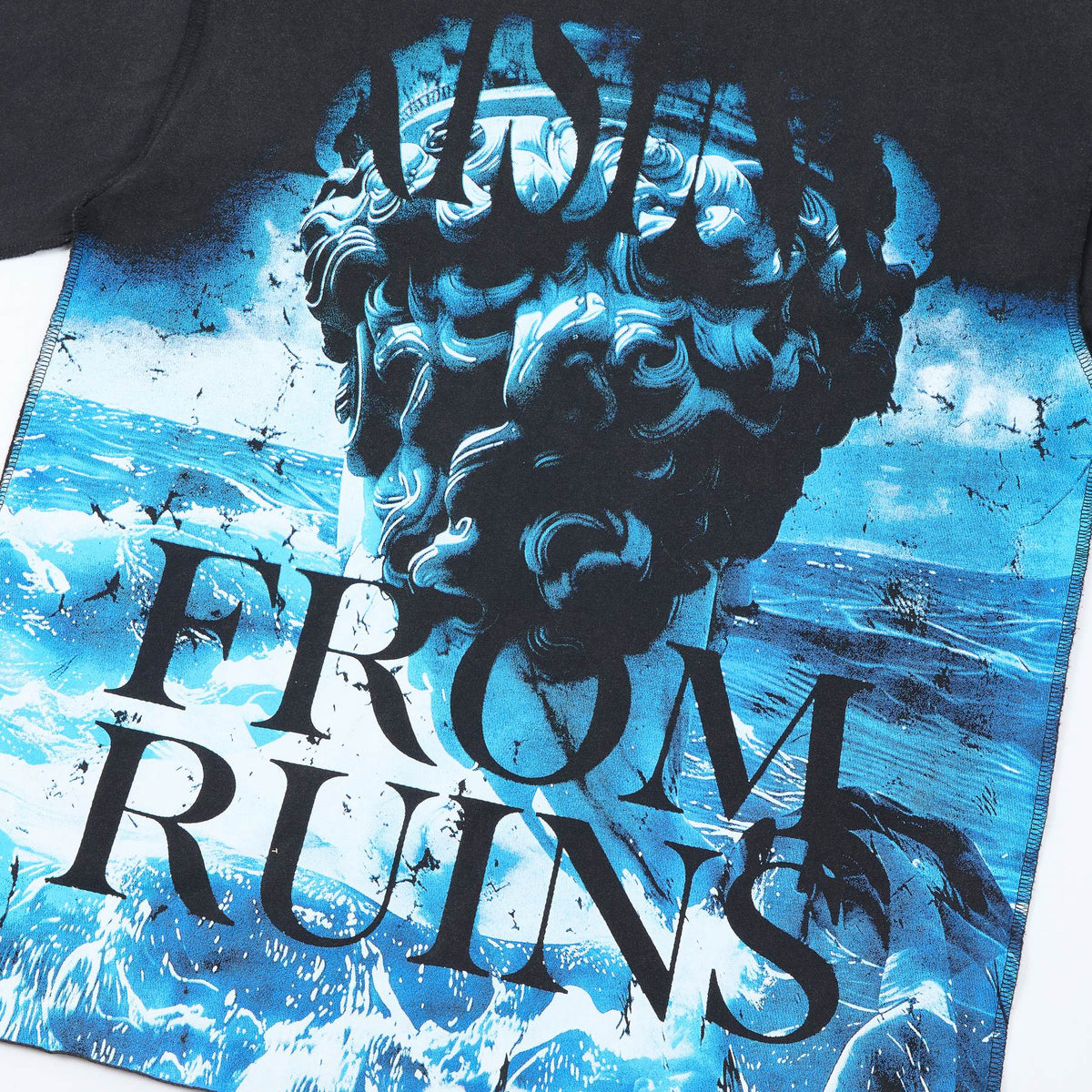 FIRST ROW Distressed Rhinestone Graphic T-Shirt ¡ª detail