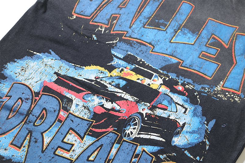 VALE USA Washed Black Car Graphic T-Shirt ¡ª detail