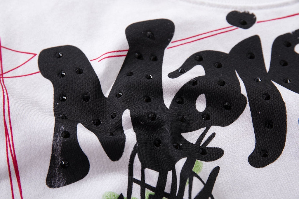 MAJESTIK Distressed Stone-Inlay Graphic T-Shirt ¡ª detail