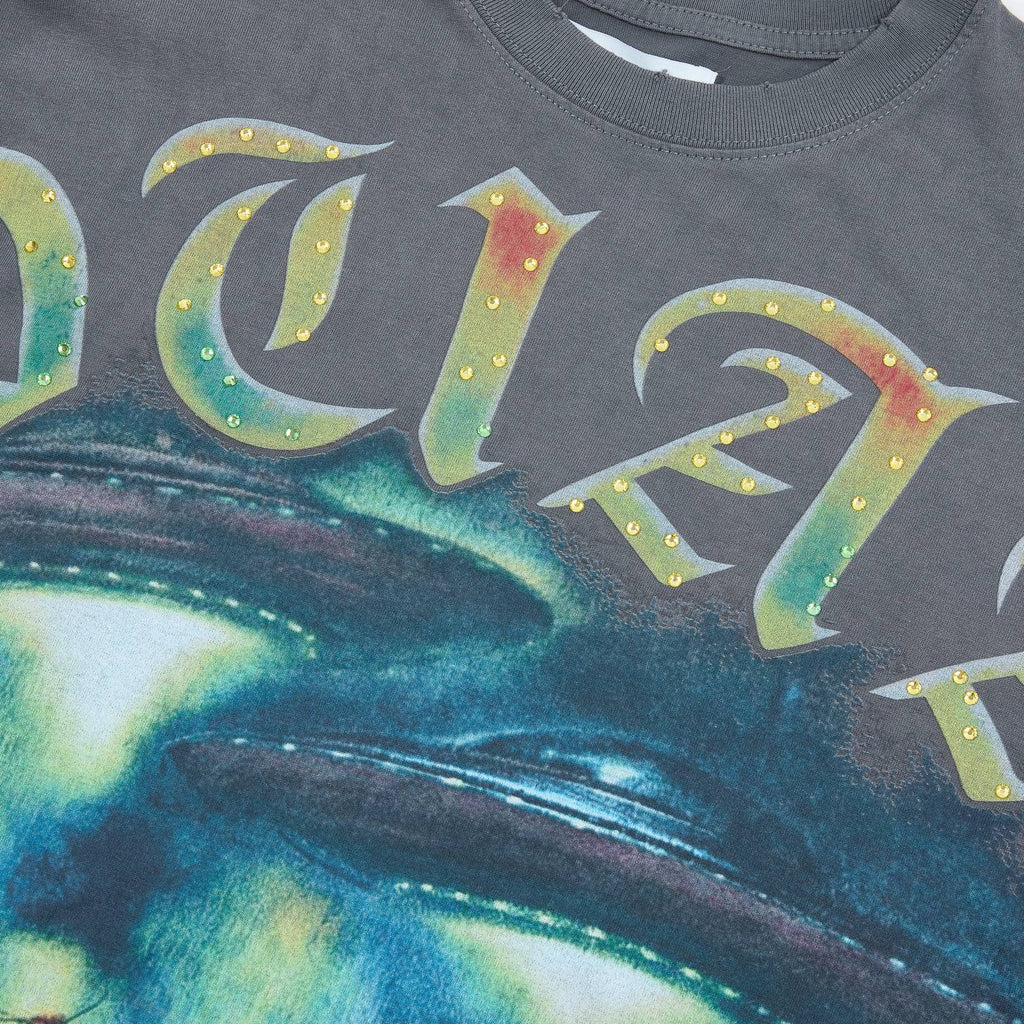 DUAA Cowboy Graphic Gray Short-Sleeve T-Shirt ¡ª detail