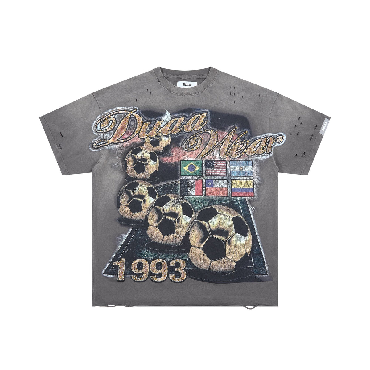 DUAA WC 93 Soccer Flag Distressed Graphic T-Shirt ¡ª hero