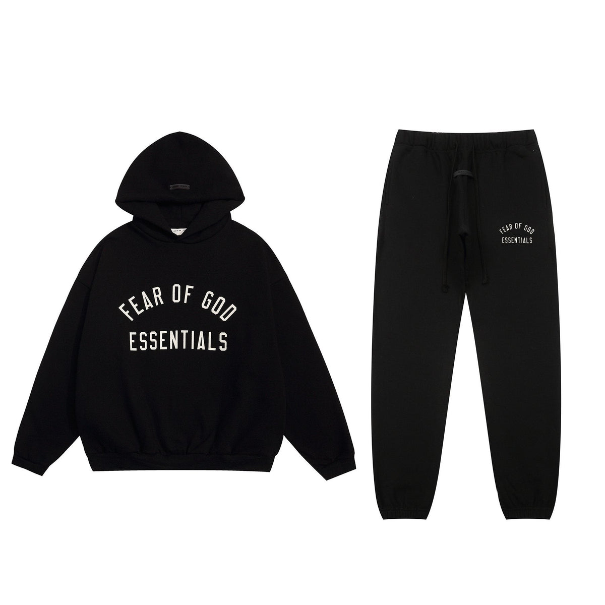 Fear of God Essentials Arched Graphic Hoodie in Black ¡ª context