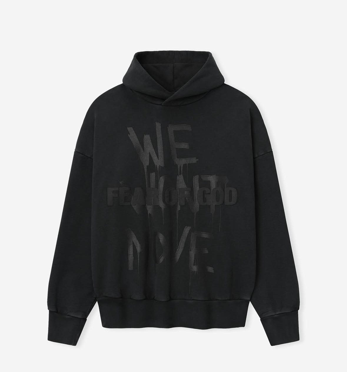 Fear of God Washed Black Side-Pocket Graphic Hoodie ¡ª front