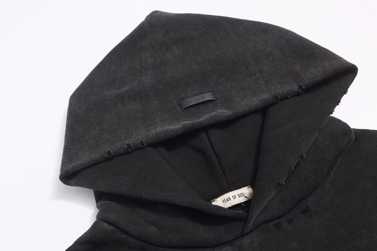 Fear of God Washed Black Pullover Hoodie ¡ª detail
