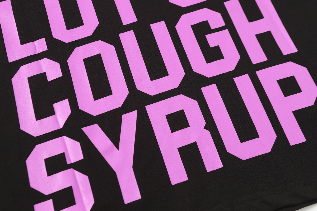 THAT'S A AWFUL LOT OF COUGH SYRUP Black Graphic Short-Sleeve T-Shirt ¡ª detail