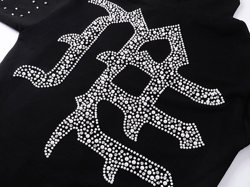 MIXED EMOTION Rhinestone Graphic Zip Hoodie ¡ª detail