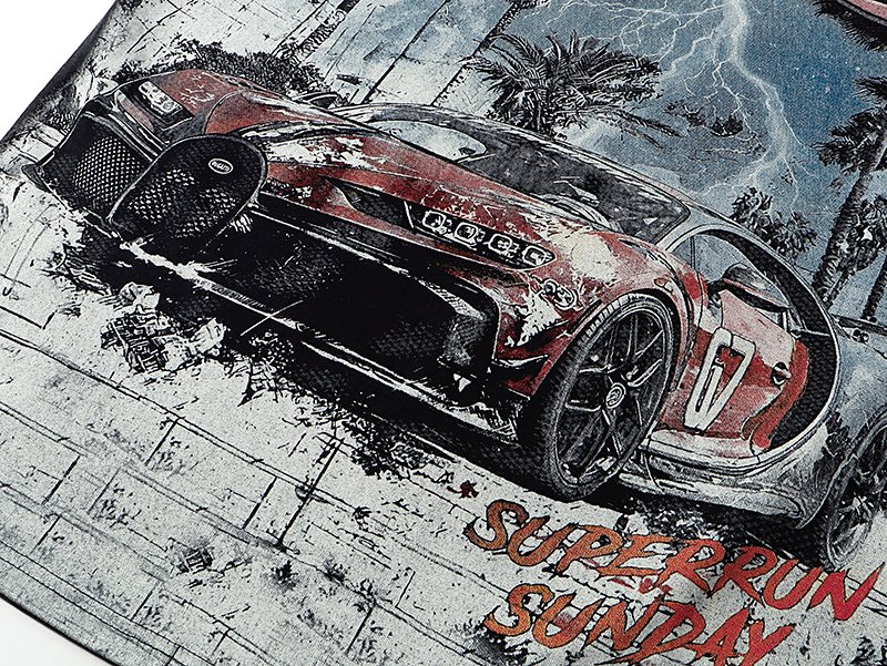 Godspeed Super Run Sunday Car Graphic Short-Sleeve T-Shirt ¡ª detail