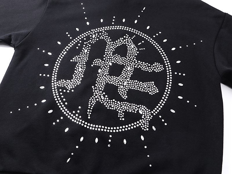 MIXED EMOTION Rhinestone Graphic Zip-Up Hoodie ¡ª detail