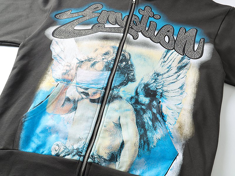 MIXED EMOTION Diamond Graphic Zip-Up Hoodie ¡ª detail