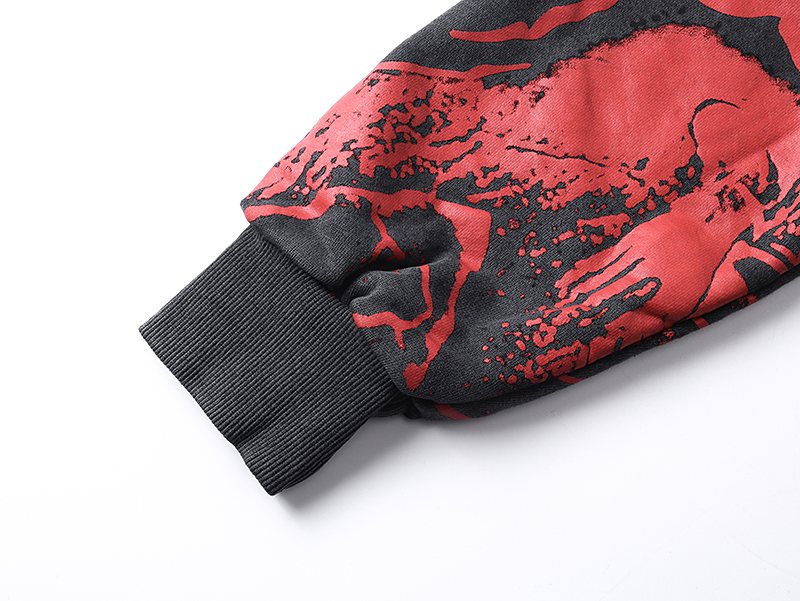 MIXED EMOTION Red Graphic Zip Hoodie ¡ª detail