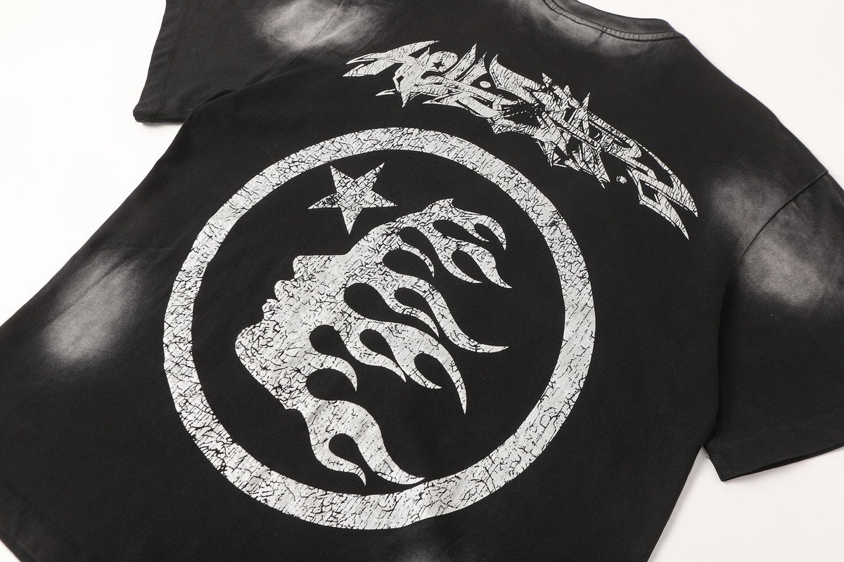HELISTAR Distressed Silver Graphic T-Shirt ¡ª detail