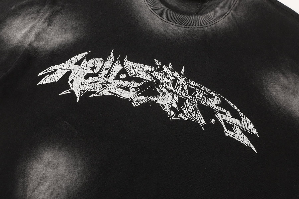 HELISTAR Distressed Silver Graphic T-Shirt ¡ª detail