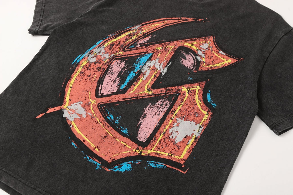 Godspeed Washed Black Skull Car Graphic T-Shirt ¡ª detail