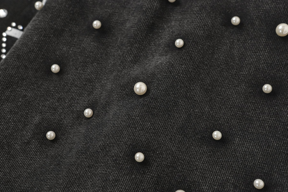 Godspeed Hooded Skull Graphic Studded-Sleeve T-Shirt ¡ª fabric_closeup