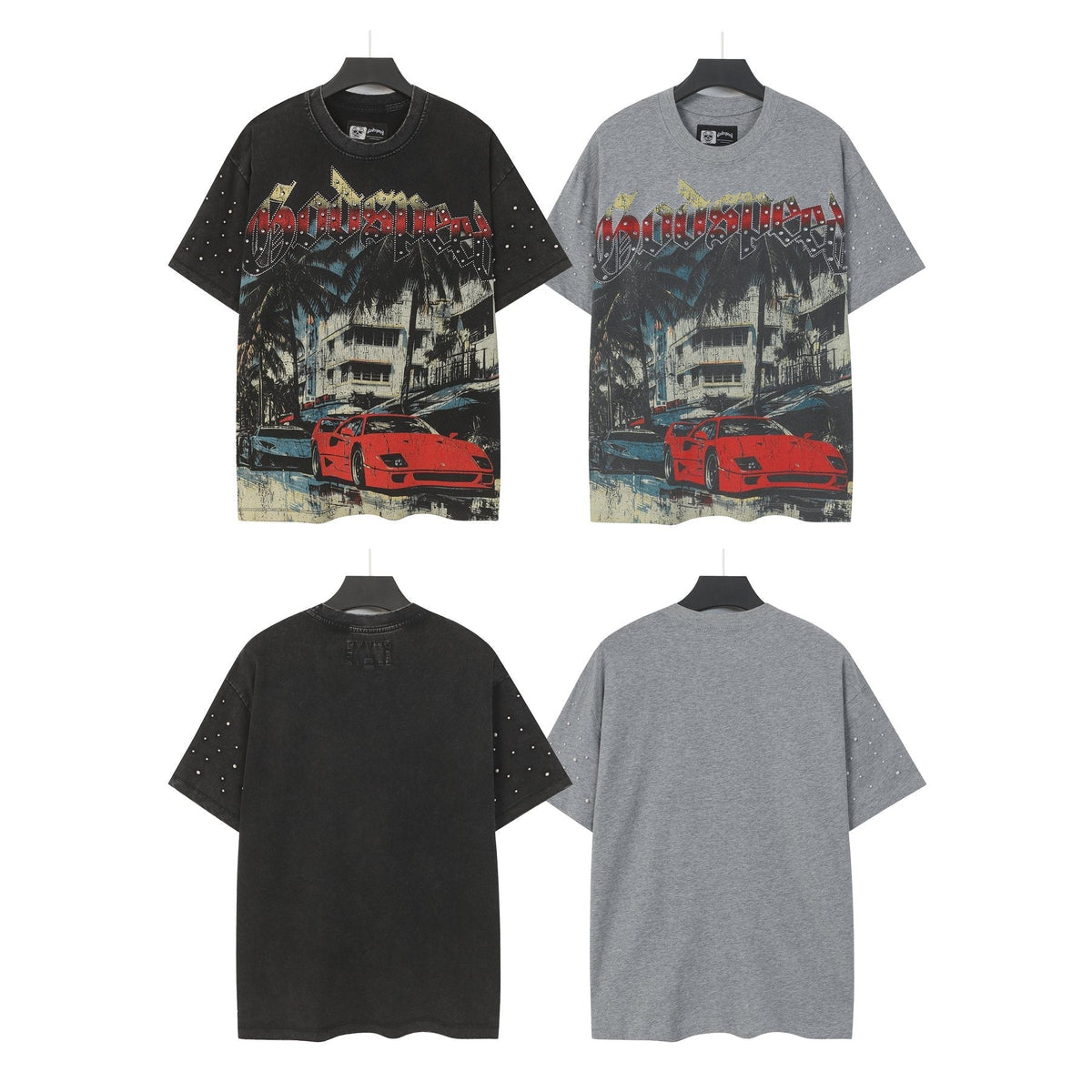 Godspeed Car & Building Graphic Studded-Sleeve T-Shirt ¡ª comparison