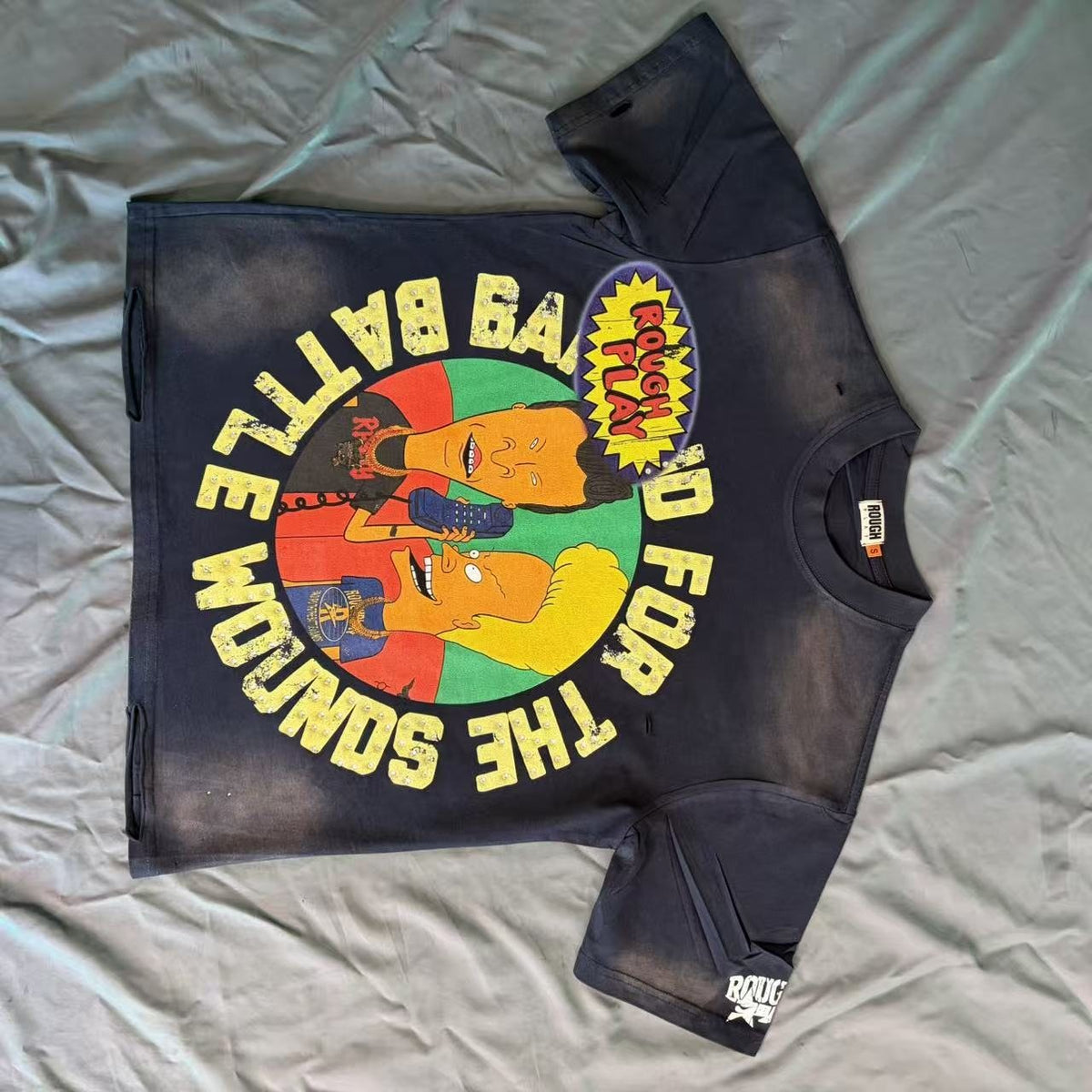 Rough Play Battle Wounds Graphic T-Shirt - Black ¡ª front