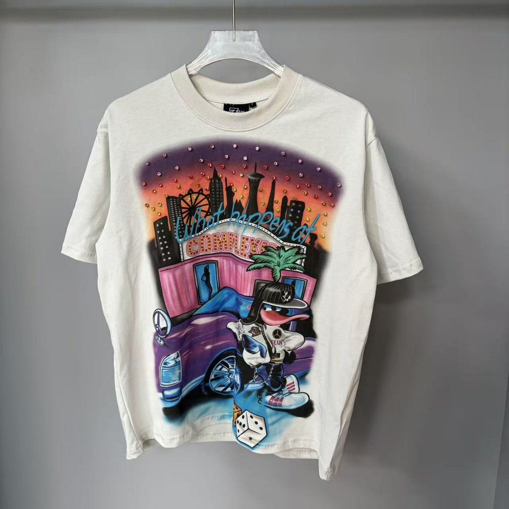 TRIPLE SEVENS Cream Rhinestone Graphic Short-Sleeve T-Shirt ¡ª hero