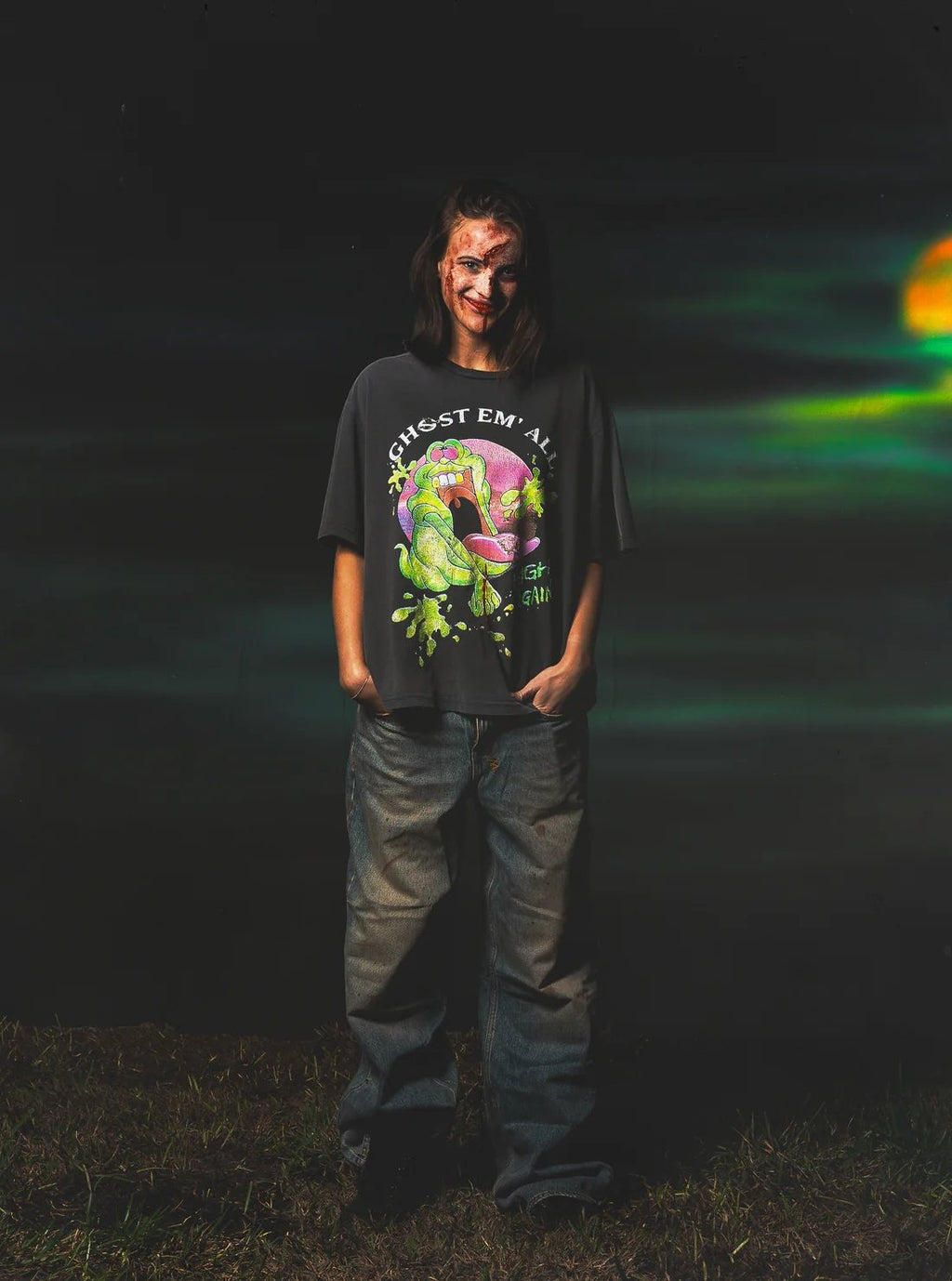 TRIPLE SEVENS Charcoal Ghost Graphic T-Shirt ¡ª context