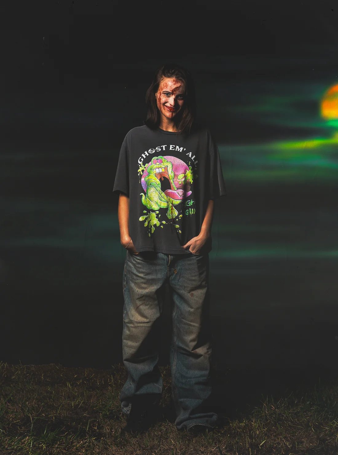 TRIPLE SEVENS Charcoal Ghost Graphic T-Shirt ¡ª context