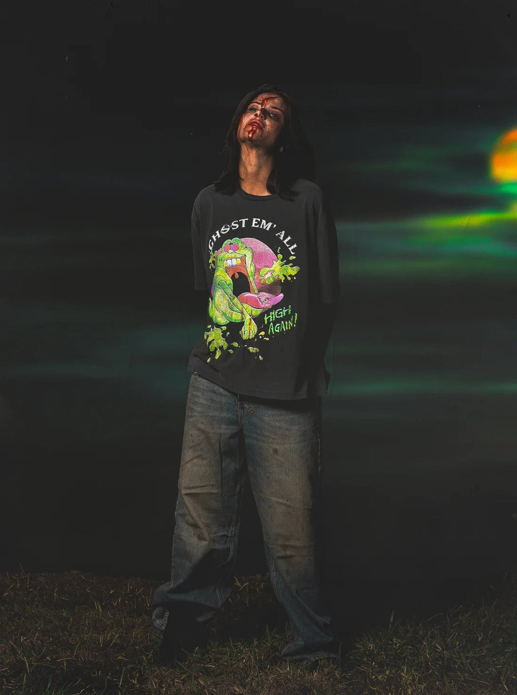 TRIPLE SEVENS Charcoal Ghost Graphic T-Shirt ¡ª context