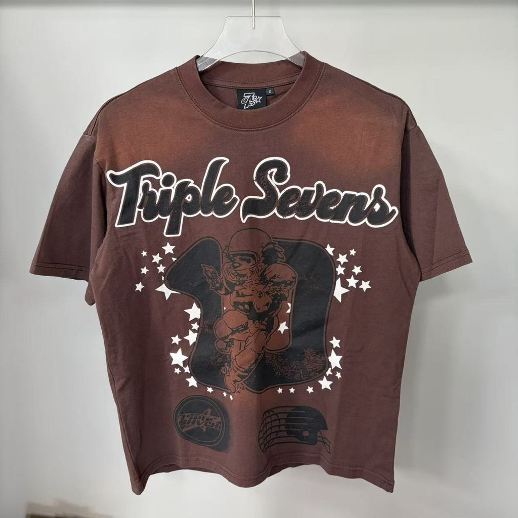 Triple Sevens Brown Front & Back Graphic T-Shirt ¡ª hero