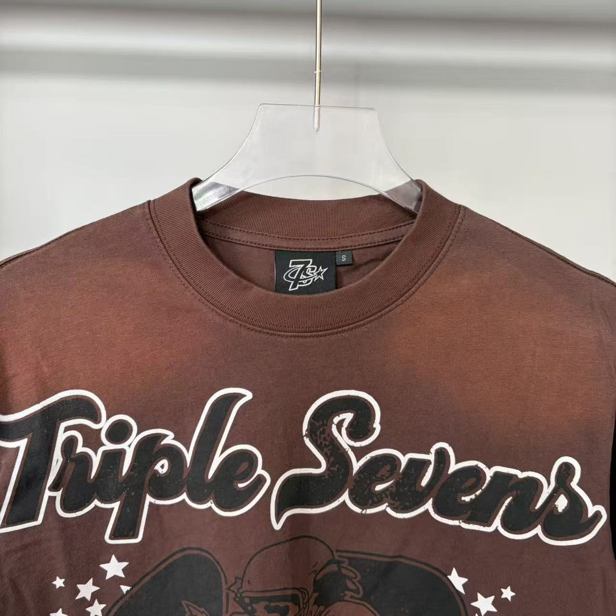 Triple Sevens Brown Front & Back Graphic T-Shirt ¡ª detail