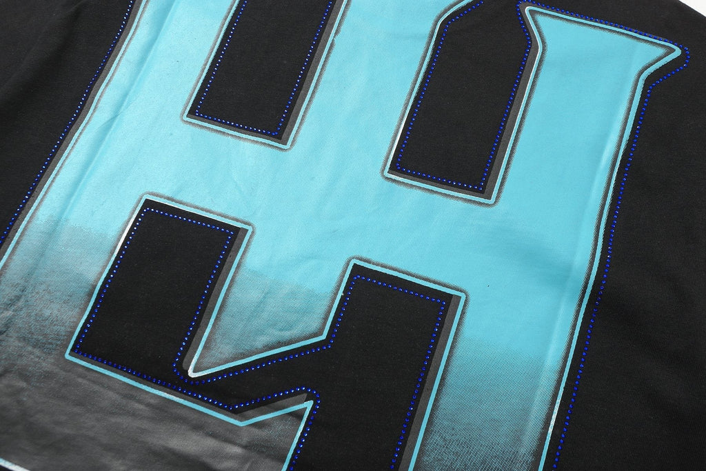 Life Hustlere Blue & White Graphic Black T-Shirt ¡ª detail