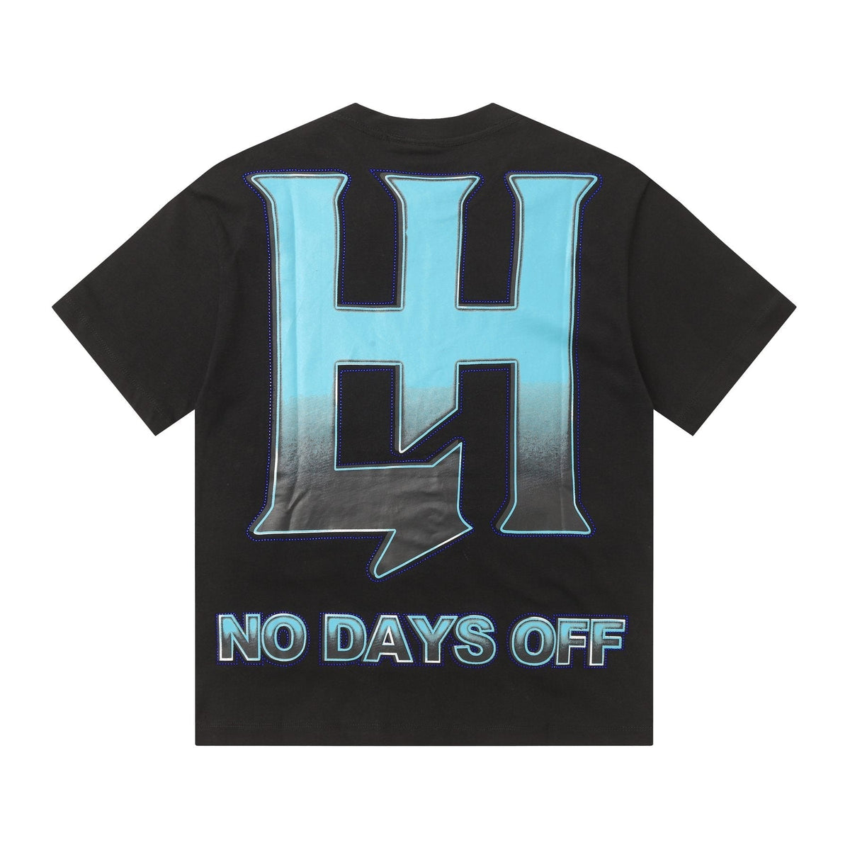 Life Hustlere Blue & White Graphic Black T-Shirt ¡ª back