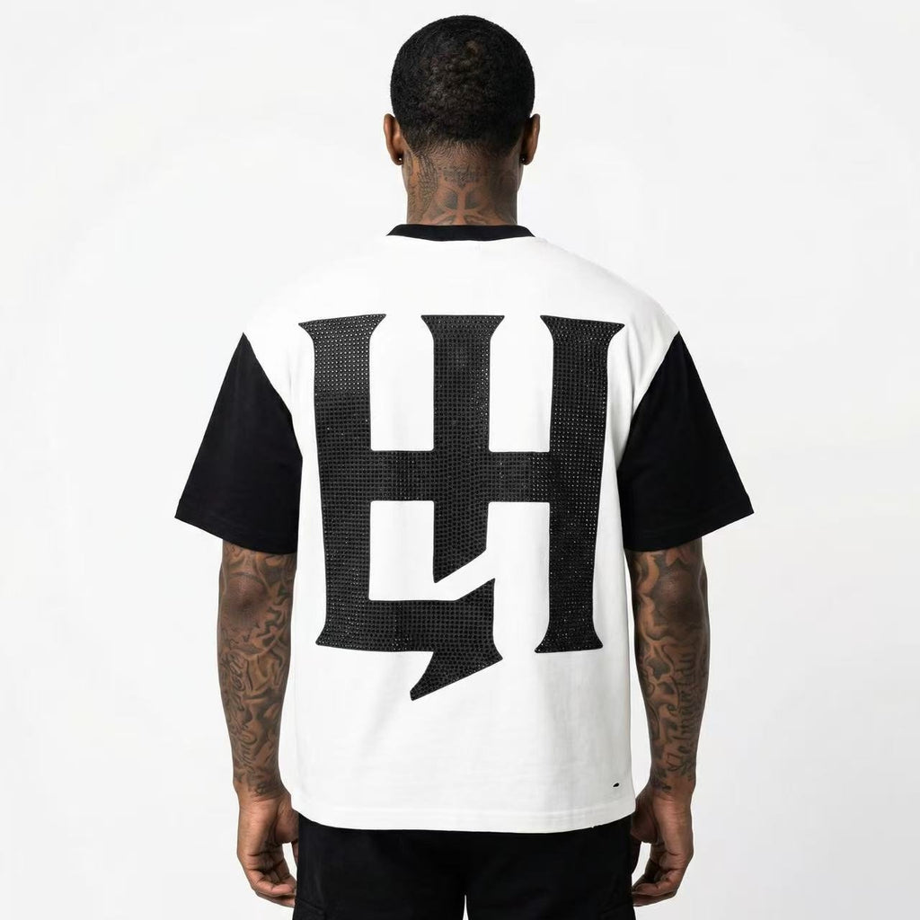 Life Hustlere Contrast-Sleeve Graphic T-Shirt ¡ª model