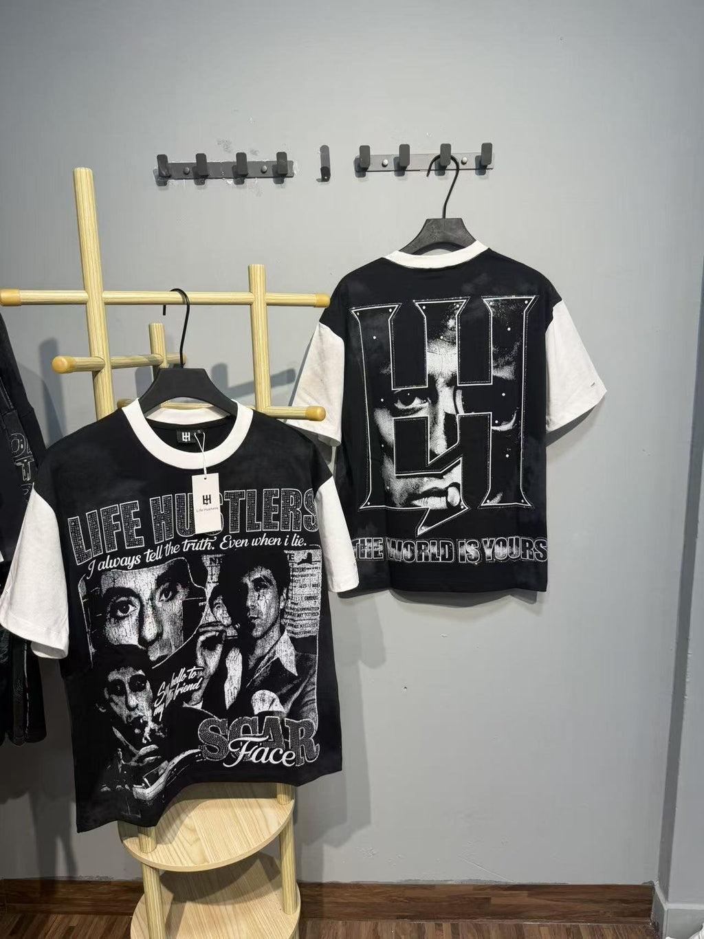 Life Hustlere Rhinestone Graphic Two-Tone T-Shirt ¡ª context