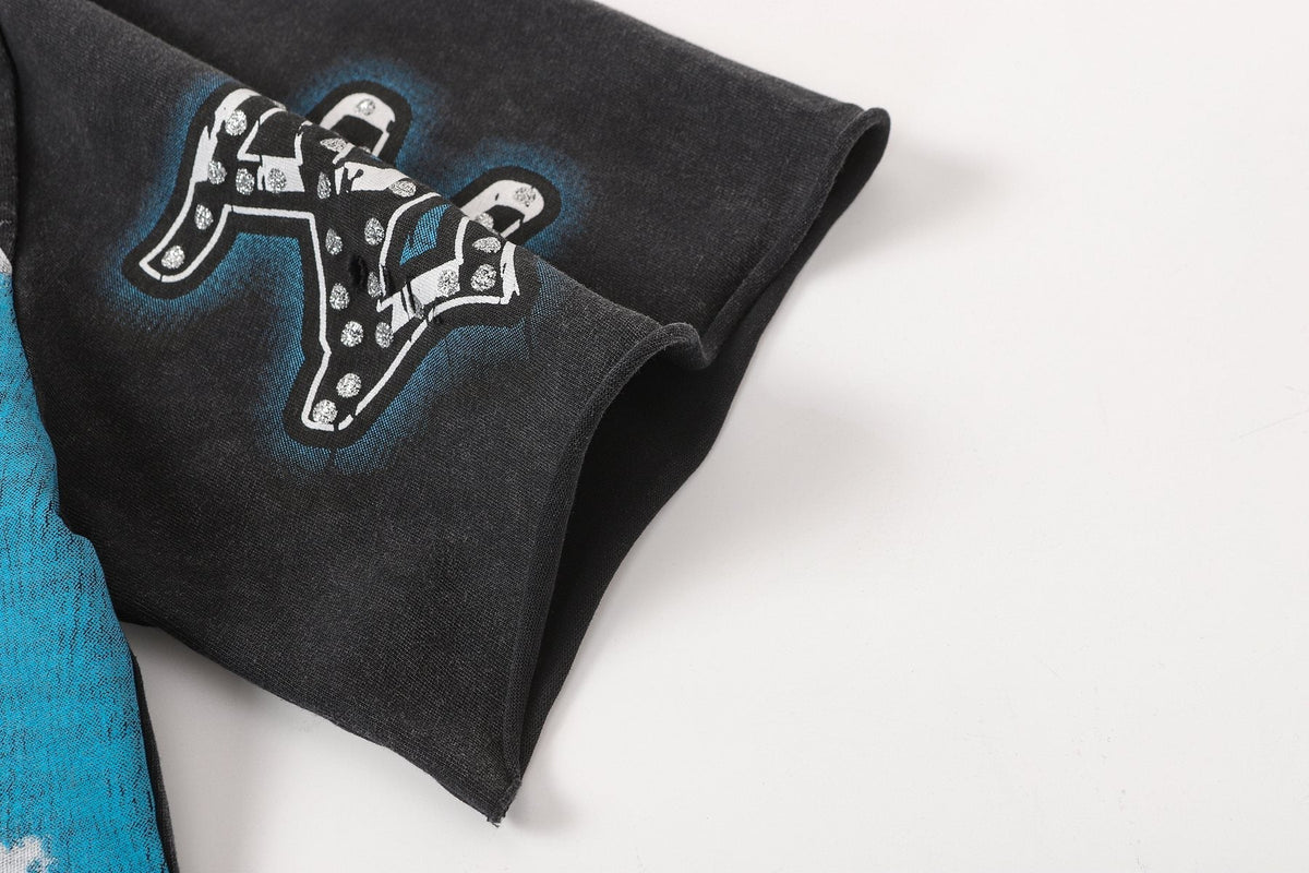SAINT Washed Black Global Graphic T-Shirt ¡ª detail