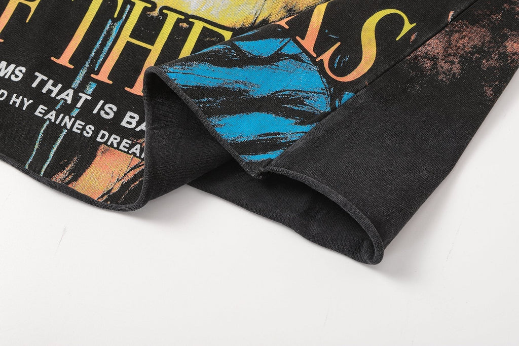 SAINT Washed Black Front & Back Graphic T-Shirt ¡ª detail