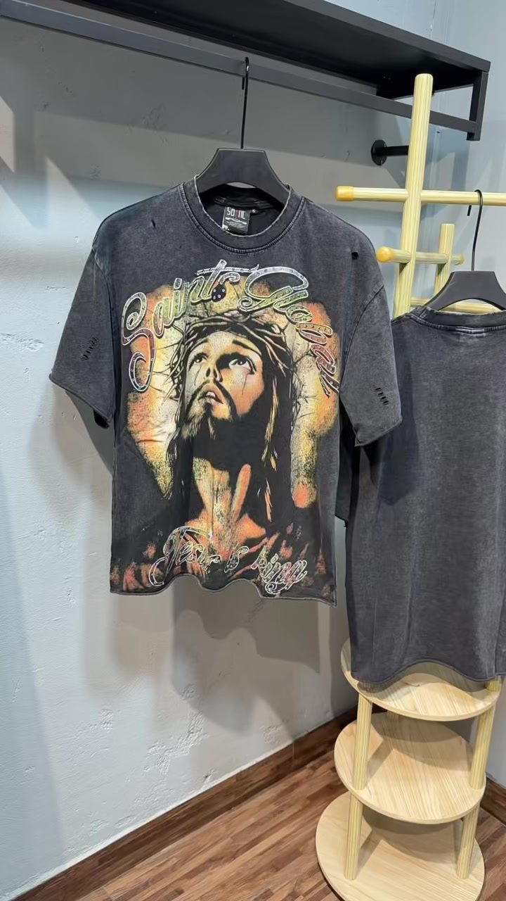SAINT Jesus Graphic Washed Black T-Shirt ¡ª context