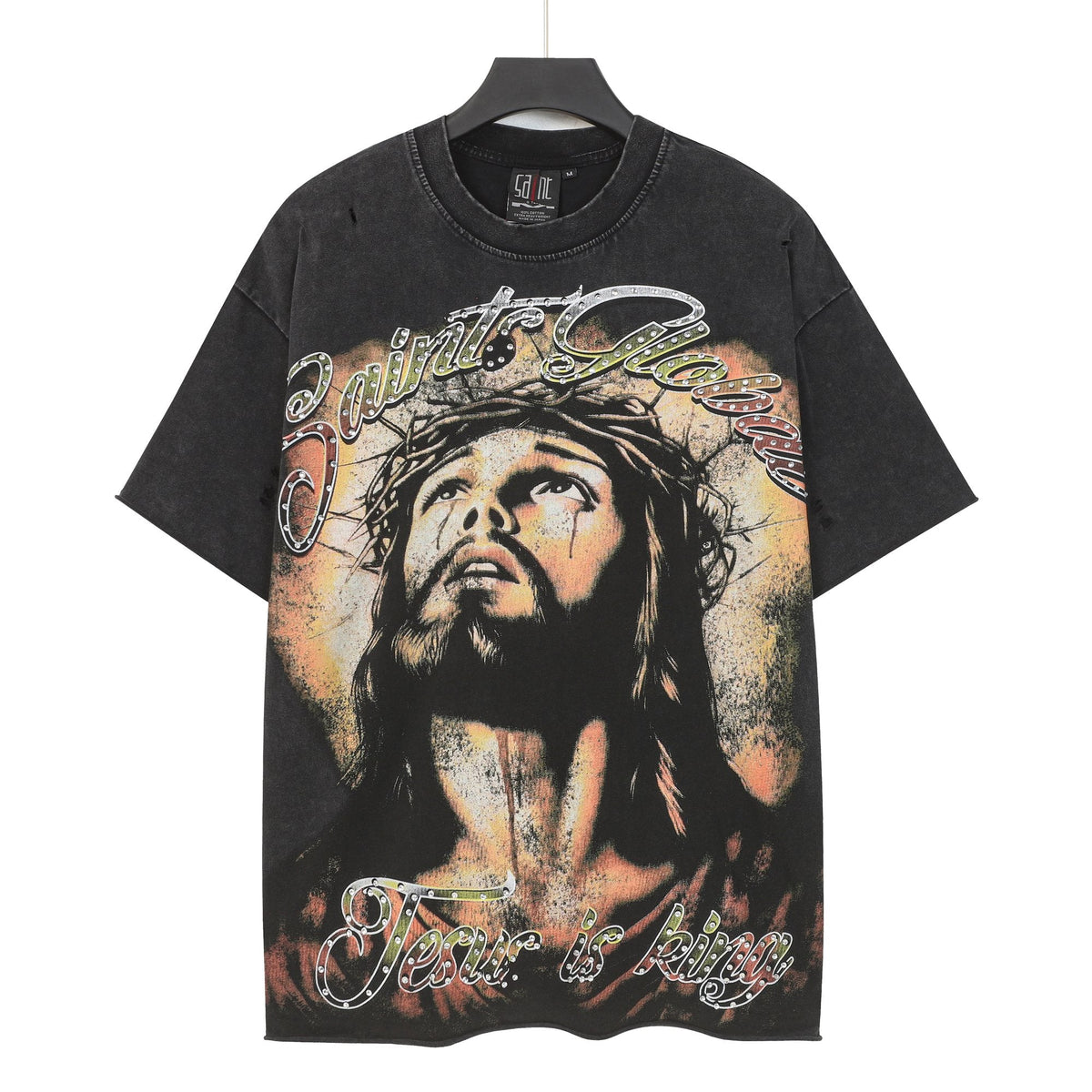 SAINT Jesus Graphic Washed Black T-Shirt ¡ª hero