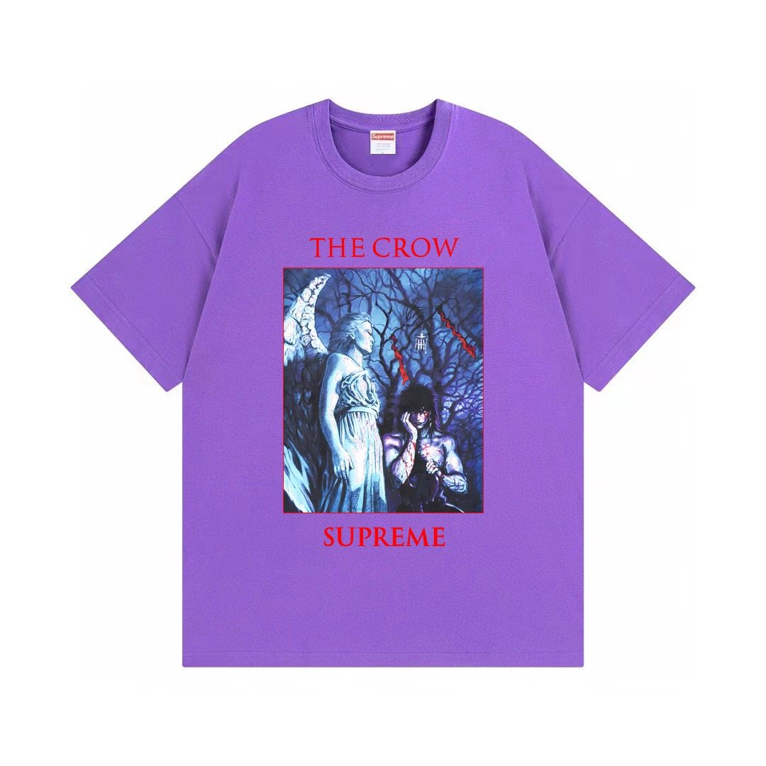 Supreme Crow Angel & Demon Graphic Short-Sleeve T-Shirt ¡ª front