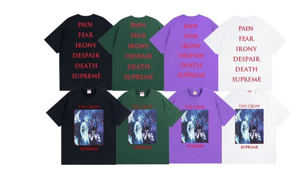 Supreme Crow Angel & Demon Graphic Short-Sleeve T-Shirt ¡ª comparison