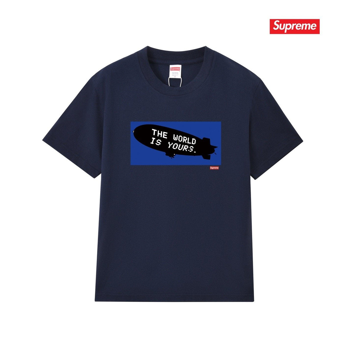 Supreme Blue Rectangle Brush Graphic T-Shirt ¡ª front