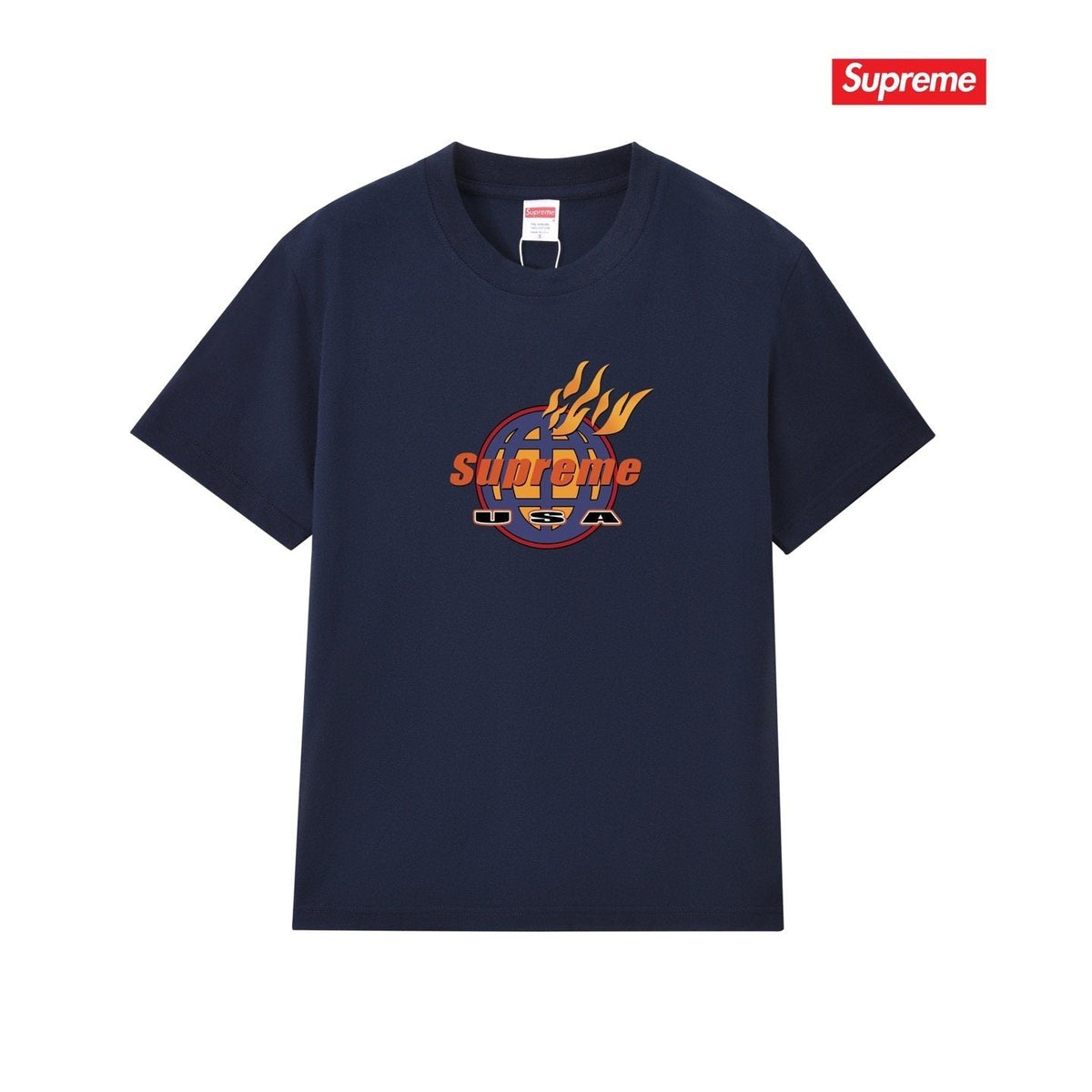 Supreme Flame Globe Graphic Short-Sleeve T-Shirt ¡ª front