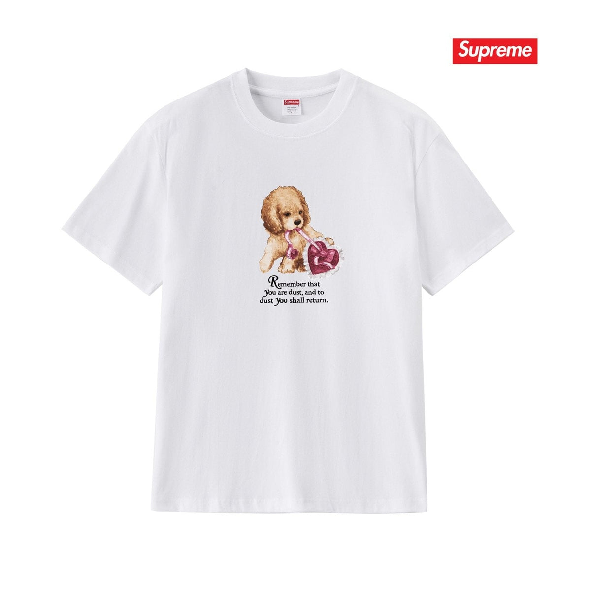 Supreme Dog and Heart Graphic T-Shirt ¡ª front
