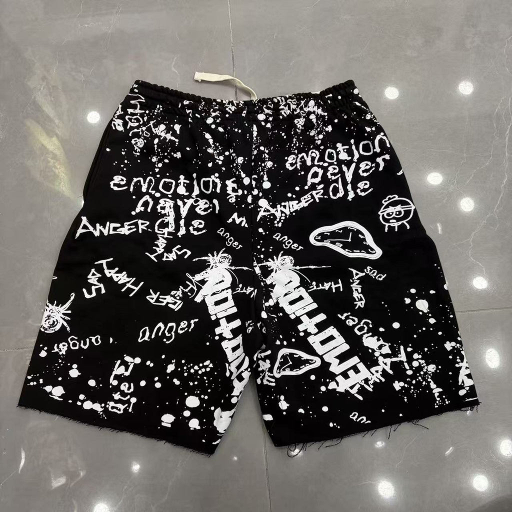 MIXED EMOTION Graffiti Paint Splatter Drawstring Shorts ¡ª back