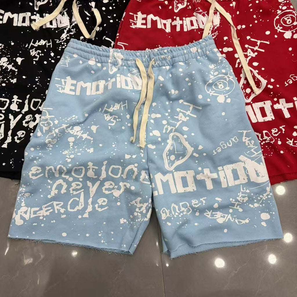 MIXED EMOTION Graffiti Paint Splatter Drawstring Shorts ¡ª hero
