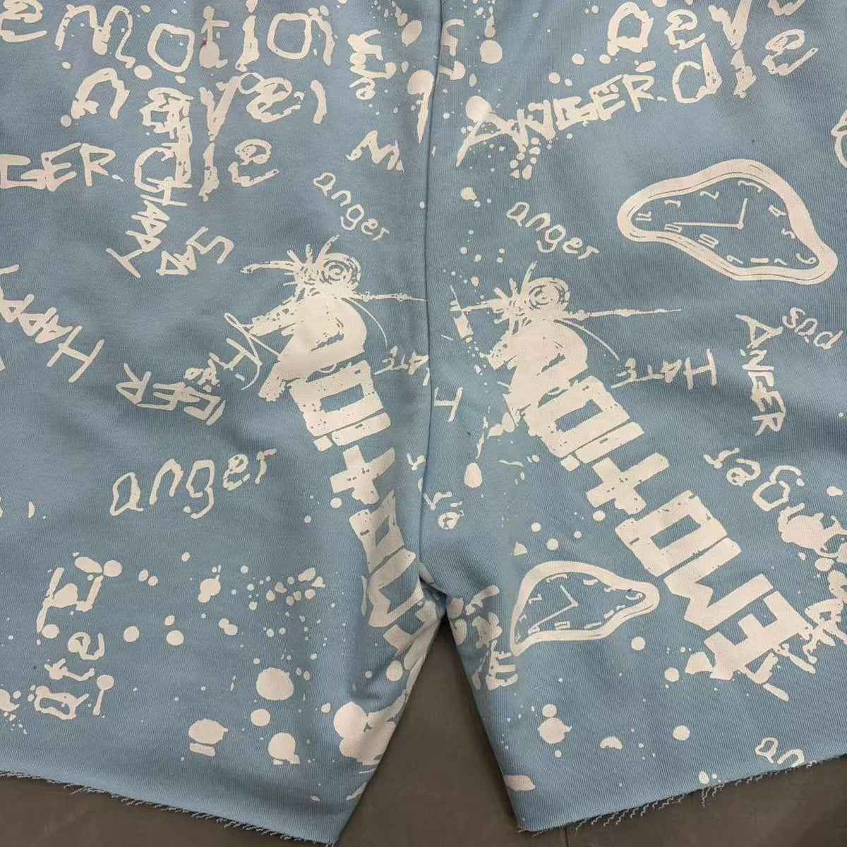 MIXED EMOTION Graffiti Paint Splatter Drawstring Shorts ¡ª fabric_closeup